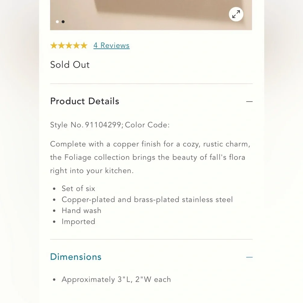 NWT Anthropologie Foliage Cheese Markers. Set of 6